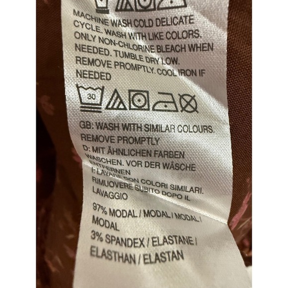 Candace Cameron Bure Long Sleeve V-Neck Brown Floral Fall Top XL Boho Cottage - Picture 6 of 6